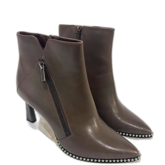BCBGMaxAzria Shoes - BCBGMaxAzria Boot Billie Pointed Toe Leather Booties Brown Studded Size 8